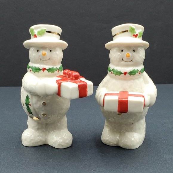 Lenox Other - Lenox Happy Holly Days Snowman Sharing Gifts Salt Pepper Shakers Snowmen